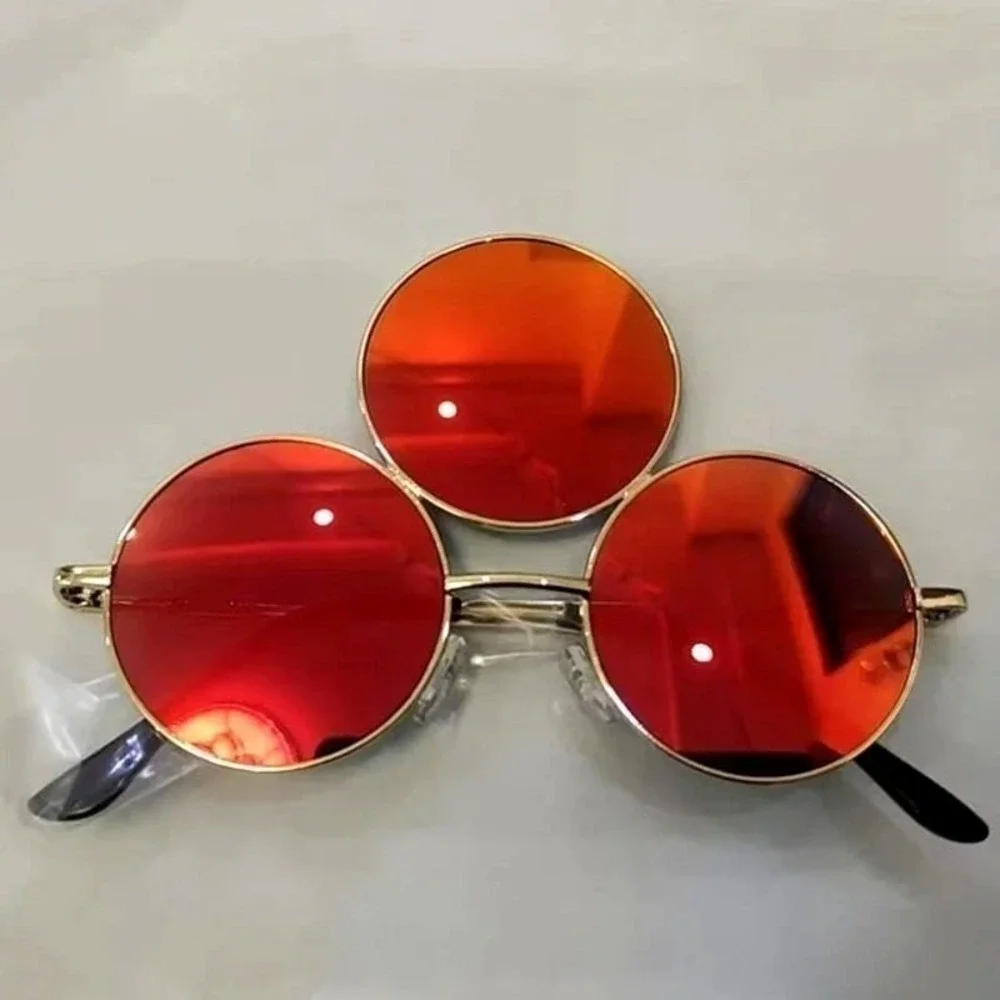 New Red Third Eye Round Sunglasses Trippy Rave Festival EDC Reflective Round